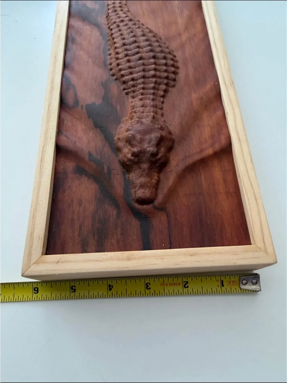 Custom Carved Brown Wood Alligator Wall Art